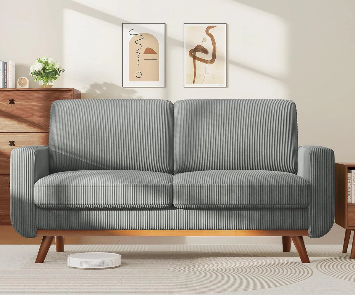Vesgantti 68" Loveseat Sofa - Green, Comfy Corduroy with Spring Cushion, Solid Wood Frame, Modern Deep Seat, Bedroom & Living Room, Office Couch