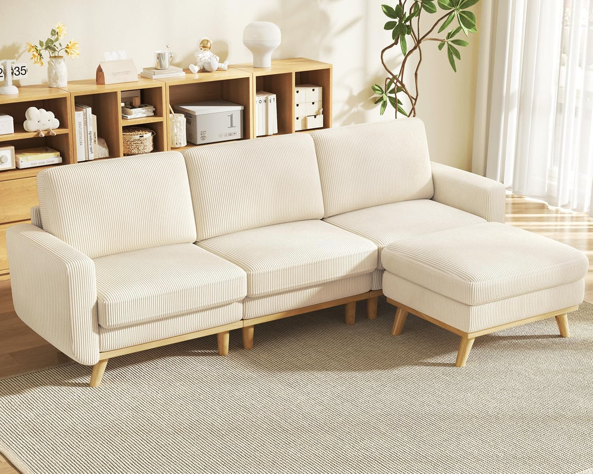 Vesgantti 68" Loveseat Sofa - Green, Comfy Corduroy with Spring Cushion, Solid Wood Frame, Modern Deep Seat, Bedroom & Living Room, Office Couch