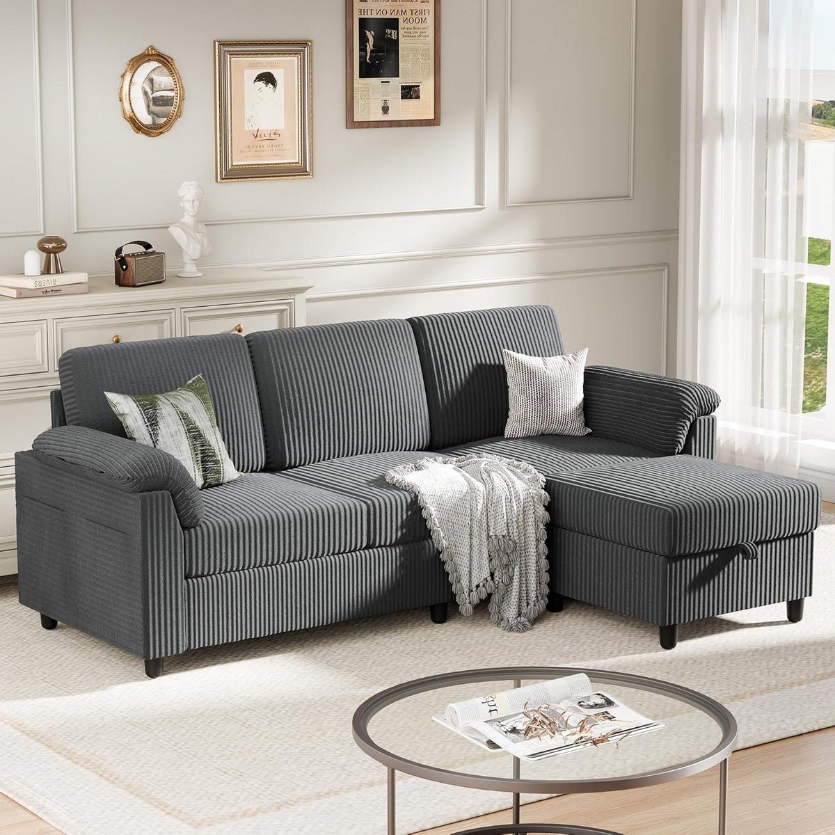 Meilocar Sectional Sofa Couch for Living Room 3-Seat Sofa Couches