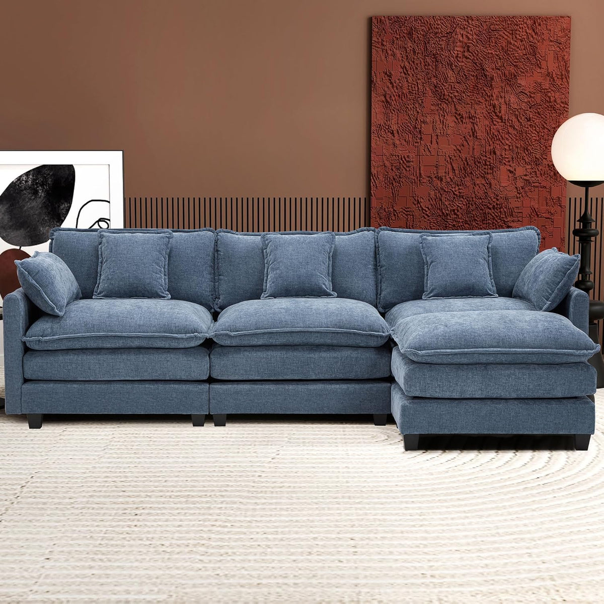 ihanherry 146-inch U-shaped modern sofa modular area cloud sofa