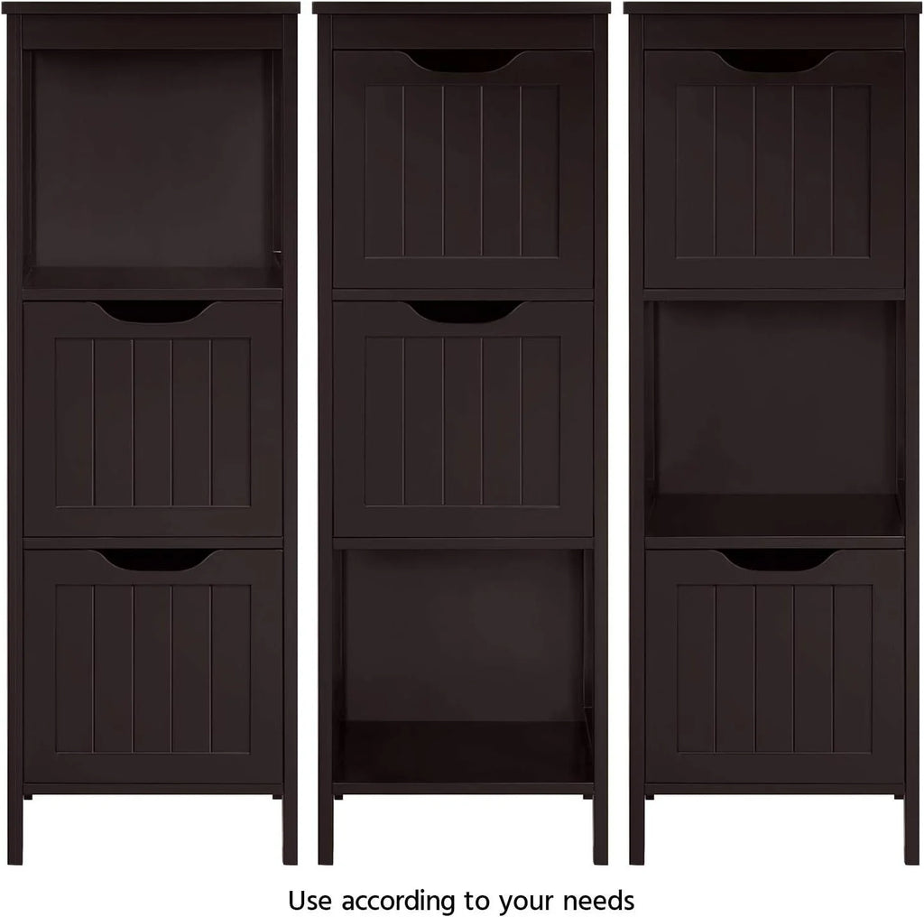 Bathroom Floor Cabinet, Wooden Storage Cabinet with 2 Drawers, Multifunctional Side Organizer Rack Stand Table