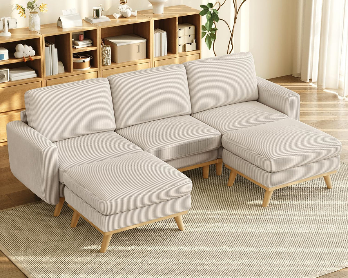 Vesgantti 68" Loveseat Sofa - Green, Comfy Corduroy with Spring Cushion, Solid Wood Frame, Modern Deep Seat, Bedroom & Living Room, Office Couch