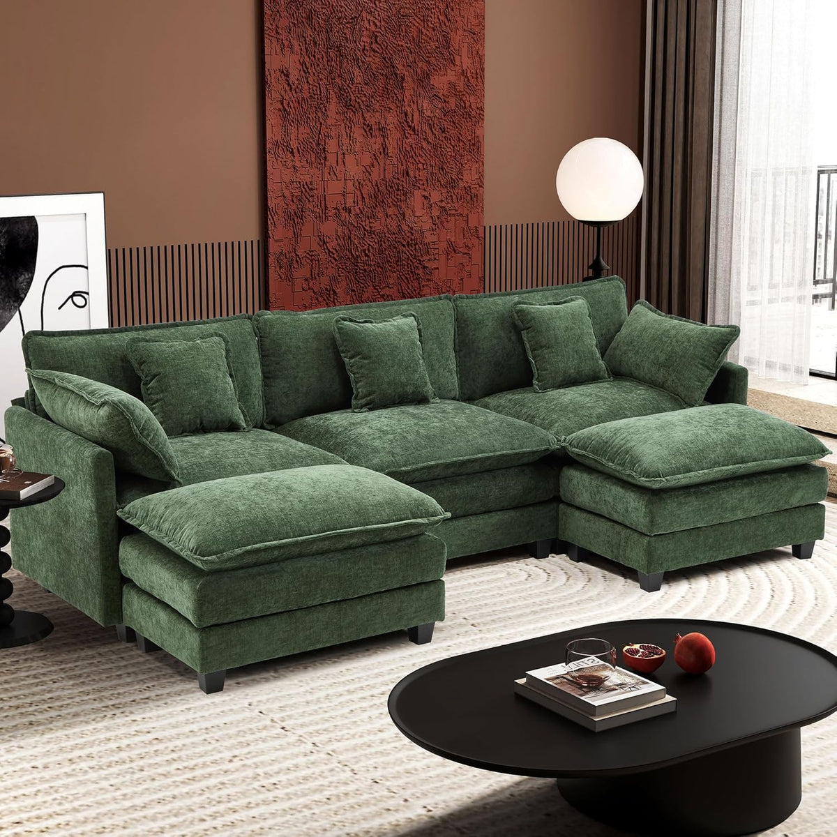 ihanherry 146-inch U-shaped modern sofa modular area cloud sofa