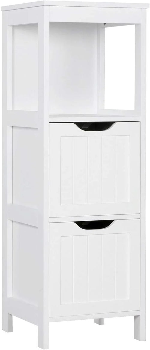Bathroom Floor Cabinet, Wooden Storage Cabinet with 2 Drawers, Multifunctional Side Organizer Rack Stand Table