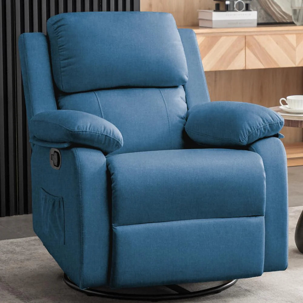 Reclining rocking chair 360 degree rotating fabric sliding reclining chair